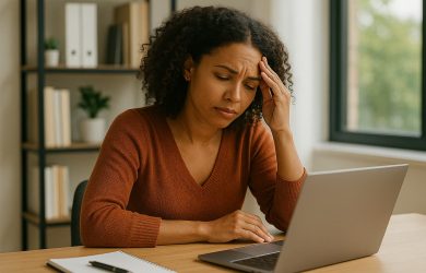 Career switch woman reflecting at work in Curacao